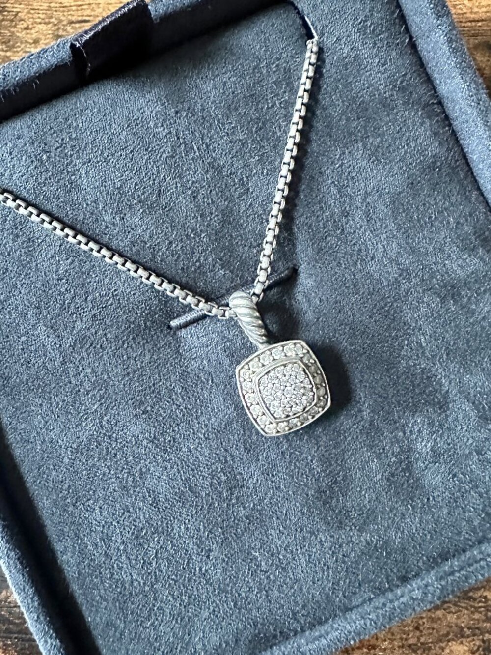 David Yurman Albion Petite Pavé White Diamond Pendant Necklace - 18"